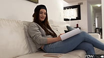 Beautiful teen Jade Symz take a huge dick in her tiny tight pussy, interview and behind the scenes